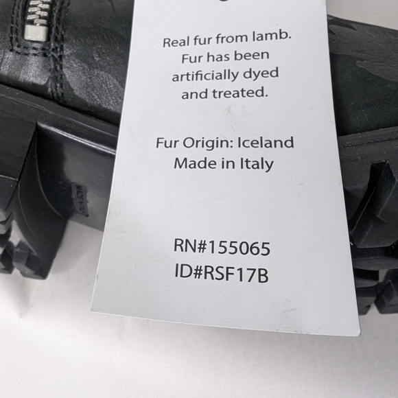 ROSS & SNOW STEFANA BLACK CAMO LEATHER MOTO BOOT SHEARLING ITALY.. Size..8.5 - Picture 7 of 9